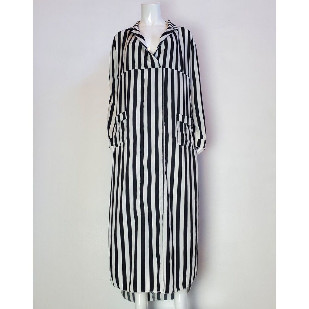 Cool Cube Black & White Striped Maxi Dress